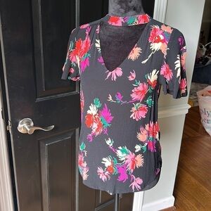 Maeve by Anthropologie floral top flutter top XS choker